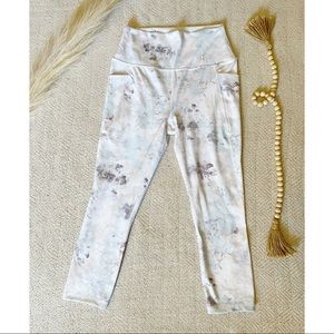 Reebok RBX high waisted work out floral watercolor yoga leggings sz M